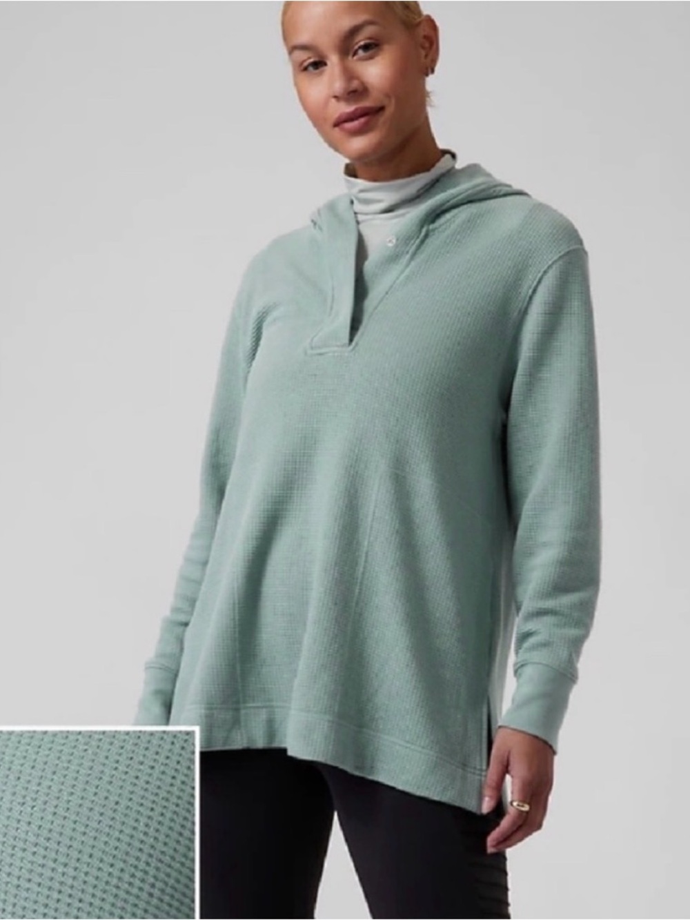 Athleta Coaster Luxe Waffle Hoodie Seafoam Green Size XL